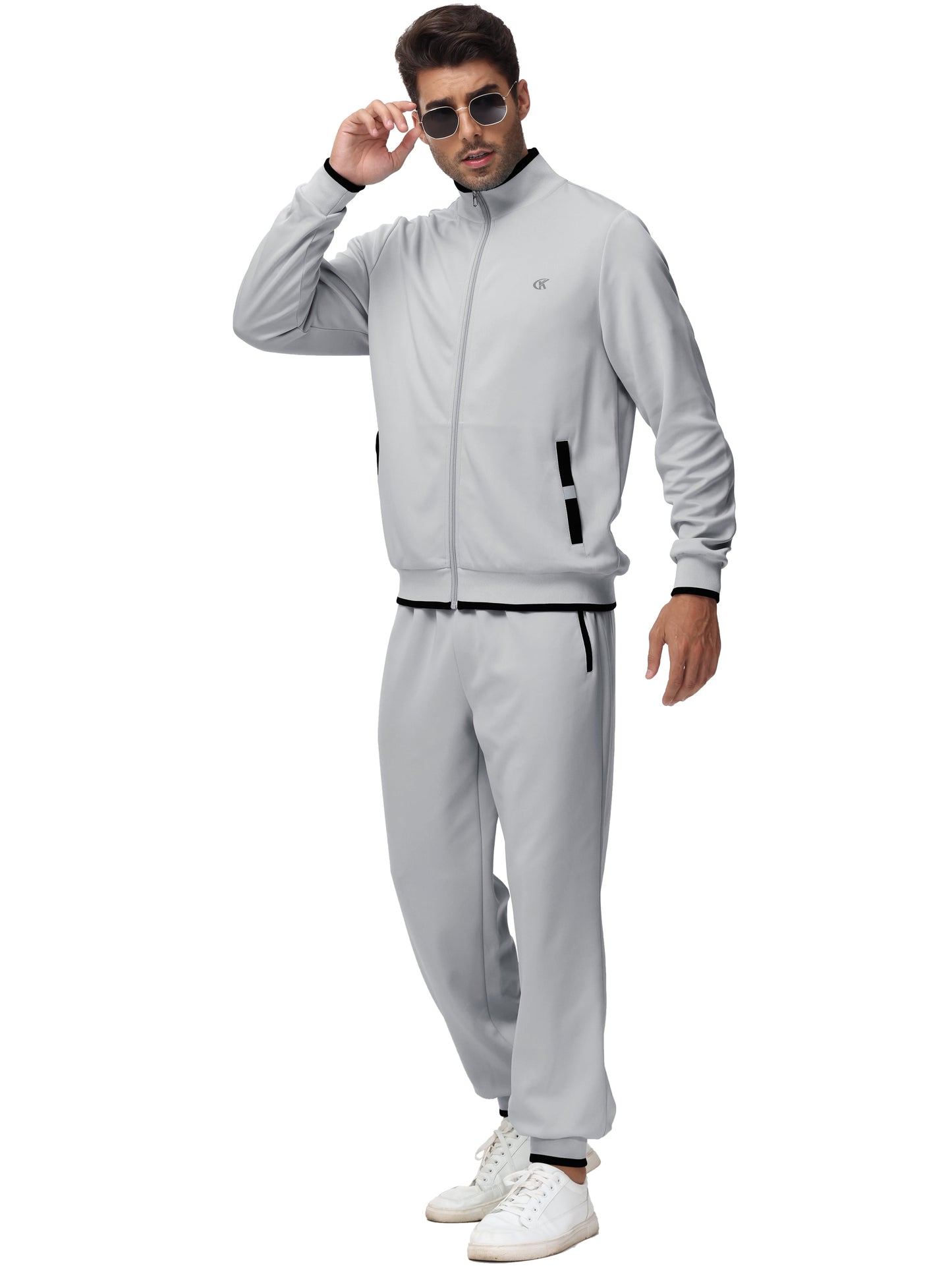 Men'S Tracksuits Sweatsuits for Men Set Track Suits 2 Piece Casual Athletic Jogging Warm up Full Zip Sweat Suits Darkgrey L