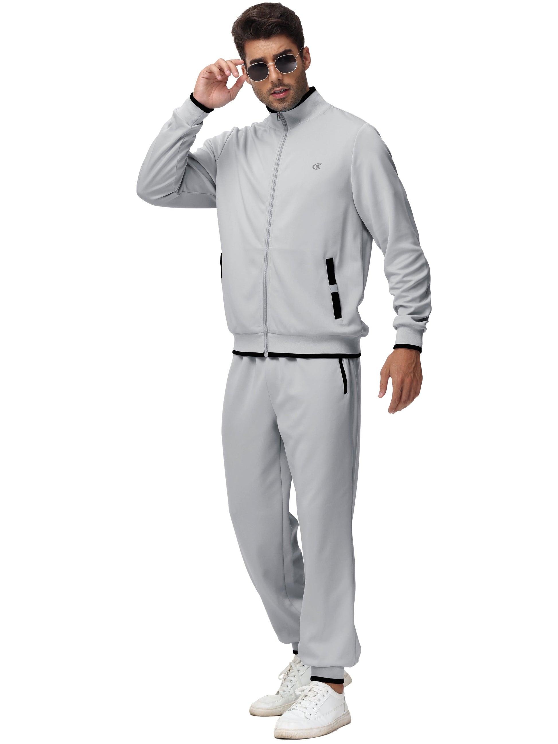 Men'S Tracksuits Sweatsuits for Men Set Track Suits 2 Piece Casual Athletic Jogging Warm up Full Zip Sweat Suits Darkgrey L