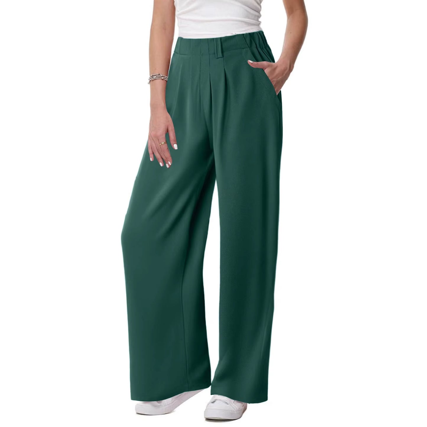 Womens Solid Color Straight Tube Loose Stretch Yoga Pants with Pockets Streetwear Waffle Palazzo Pants Women Joggers Baggy Pants