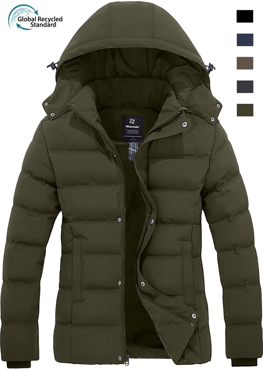 Women'S Winter Jacket Windproof Puffer Jacket Warm Winter Fleece Coat Army Green M