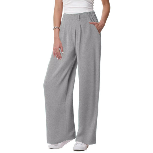 Womens Solid Color Straight Tube Loose Stretch Yoga Pants with Pockets Streetwear Waffle Palazzo Pants Women Joggers Baggy Pants
