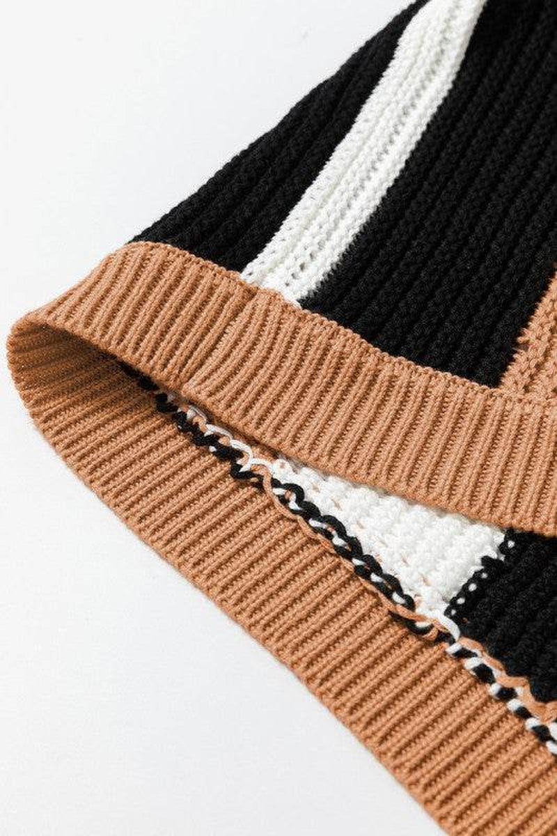 Stripe Color Block Sleeveless Knitted Sweater Vest