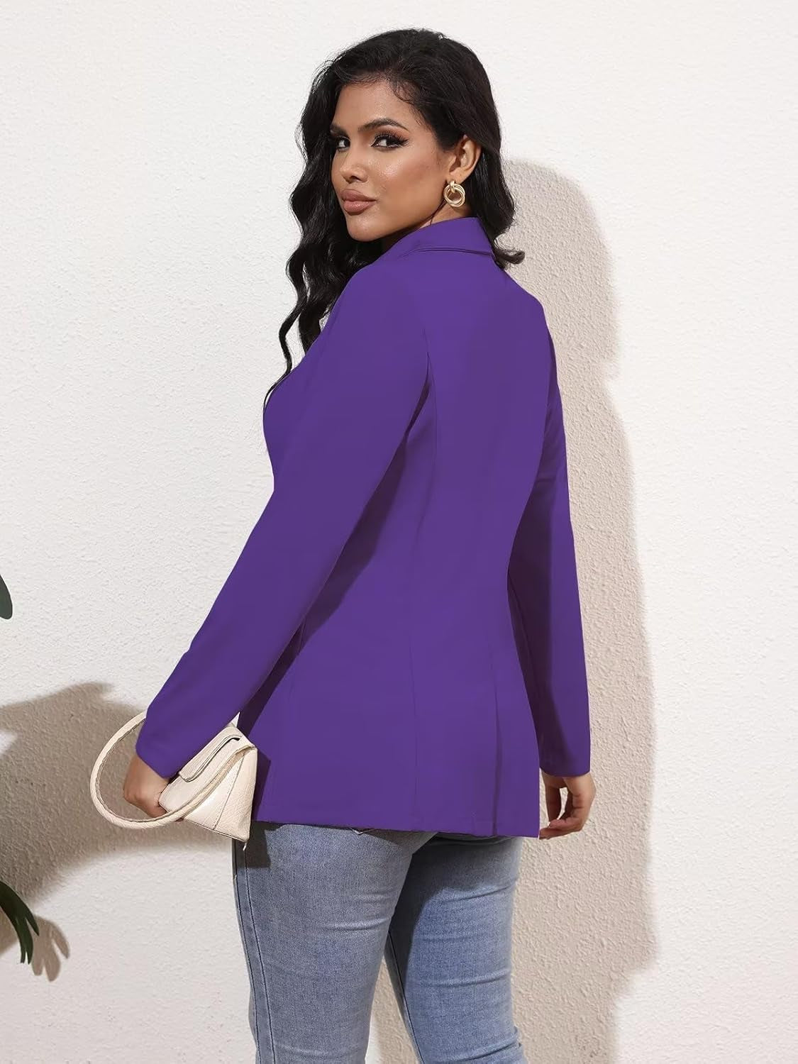 Women'S Long Sleeve Blazer Open Front Cardigan Jacket Work Office Blazer Business Casual Outfits with Zipper Pockets