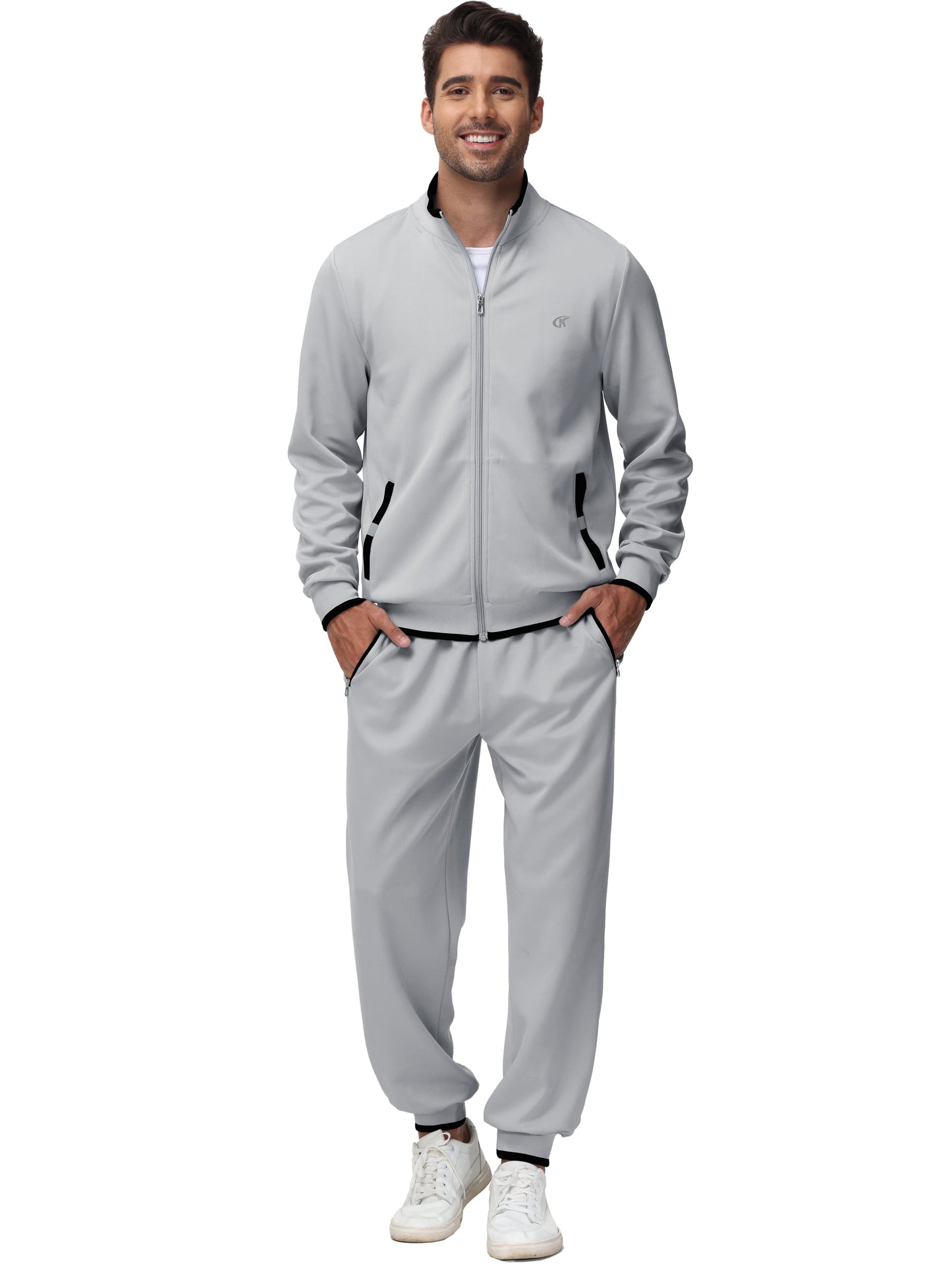 Men'S Tracksuits Sweatsuits for Men Set Track Suits 2 Piece Casual Athletic Jogging Warm up Full Zip Sweat Suits Darkgrey L