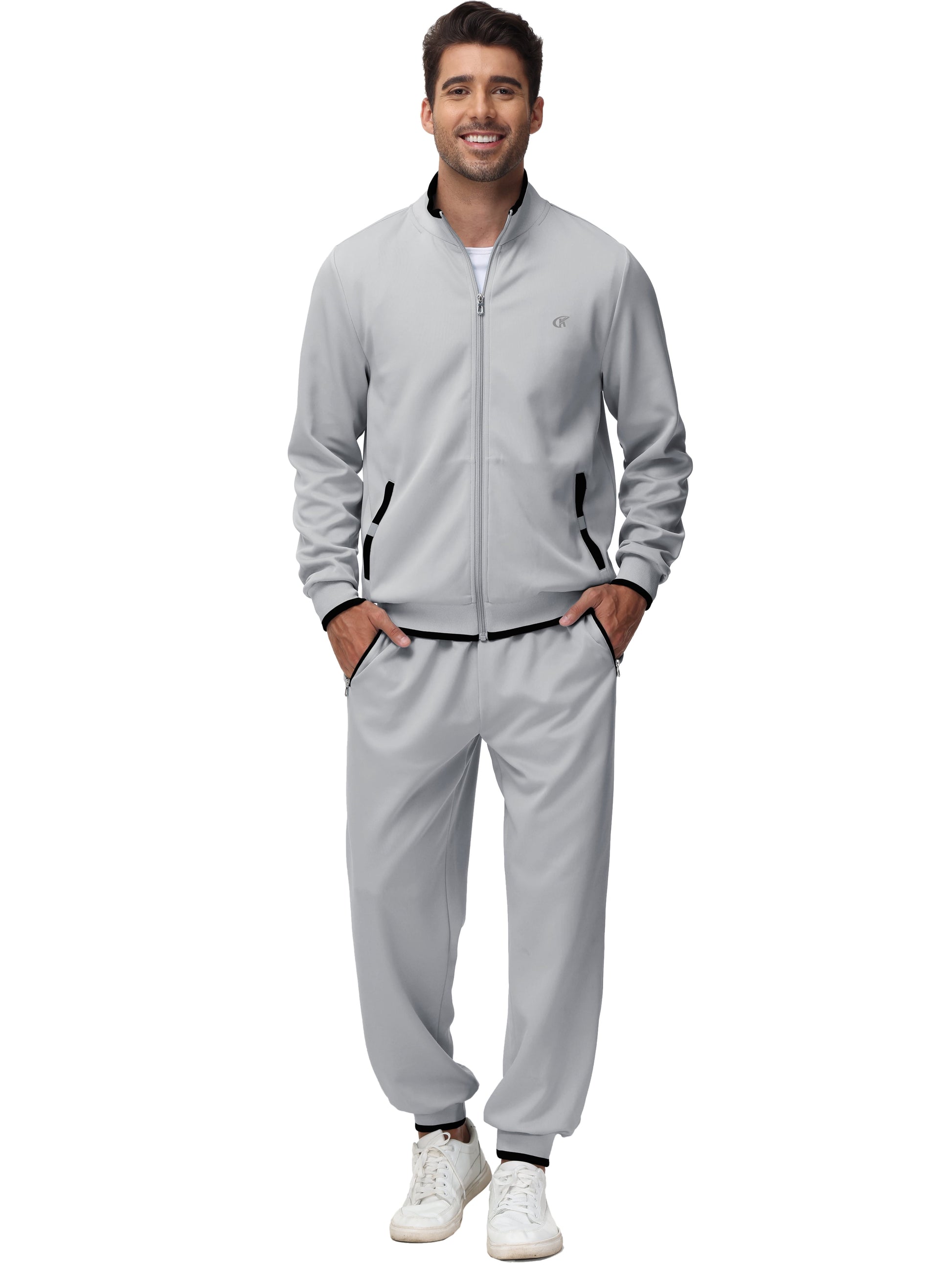 Men'S Tracksuits Sweatsuits for Men Set Track Suits 2 Piece Casual Athletic Jogging Warm up Full Zip Sweat Suits Darkgrey L