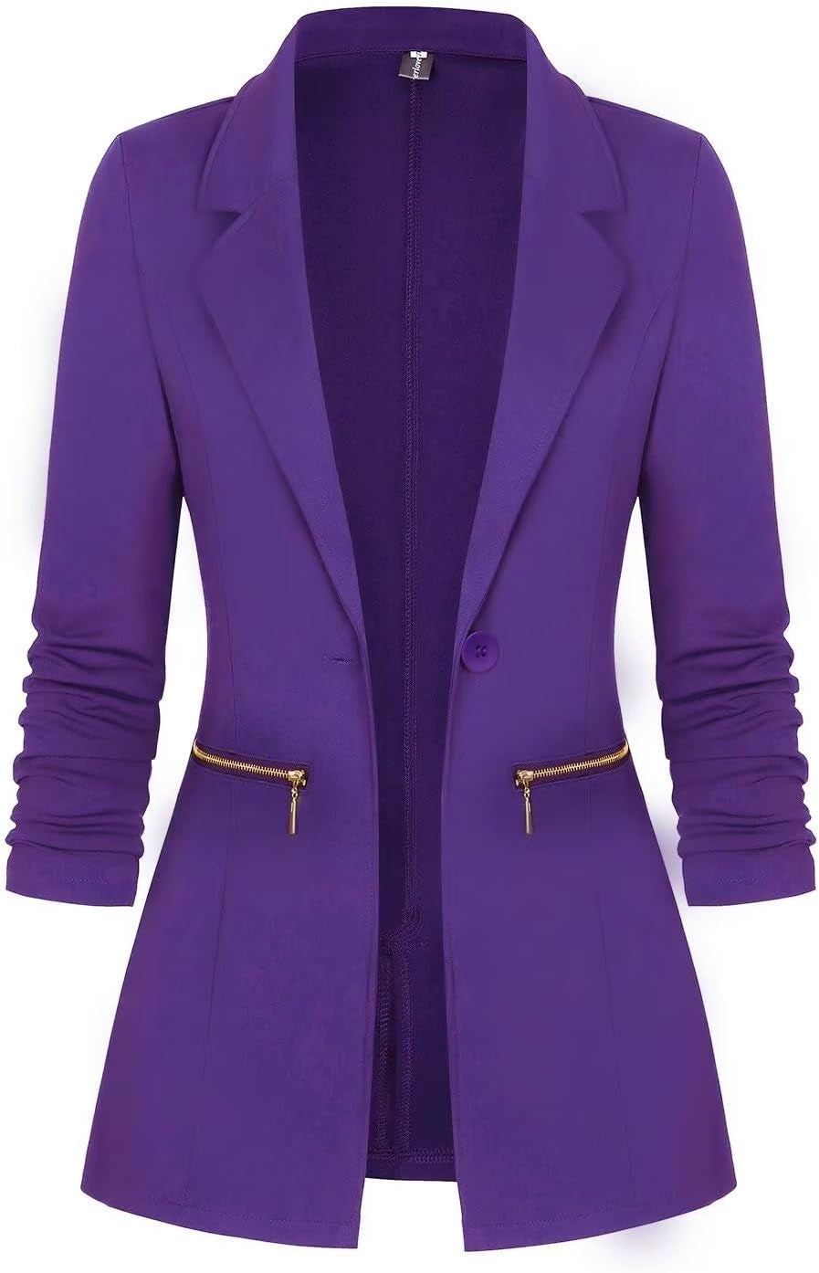 Women'S Long Sleeve Blazer Open Front Cardigan Jacket Work Office Blazer Business Casual Outfits with Zipper Pockets