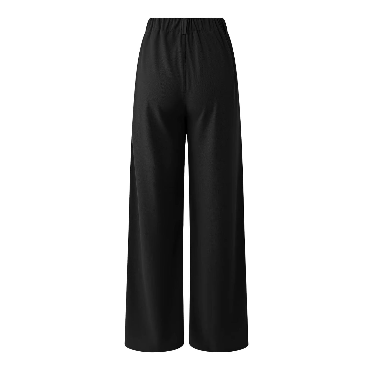 Womens Solid Color Straight Tube Loose Stretch Yoga Pants with Pockets Streetwear Waffle Palazzo Pants Women Joggers Baggy Pants