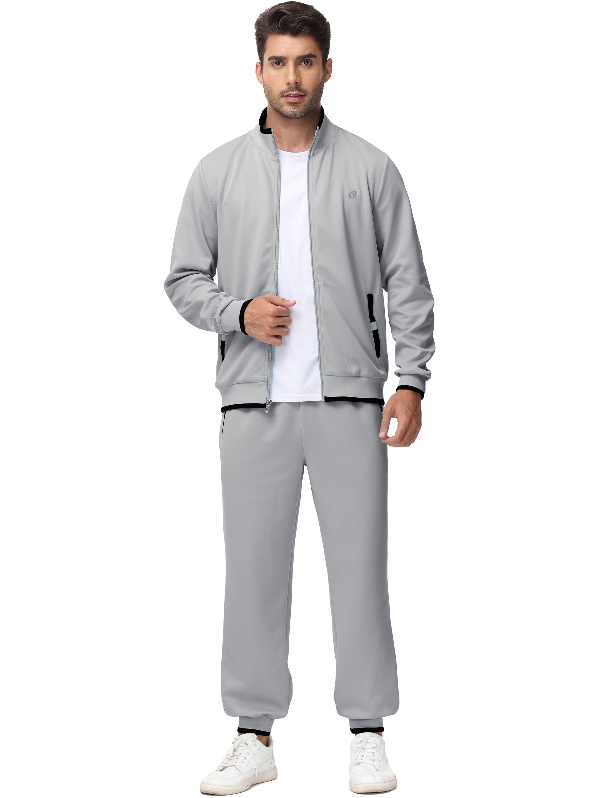 Men'S Tracksuits Sweatsuits for Men Set Track Suits 2 Piece Casual Athletic Jogging Warm up Full Zip Sweat Suits Darkgrey L