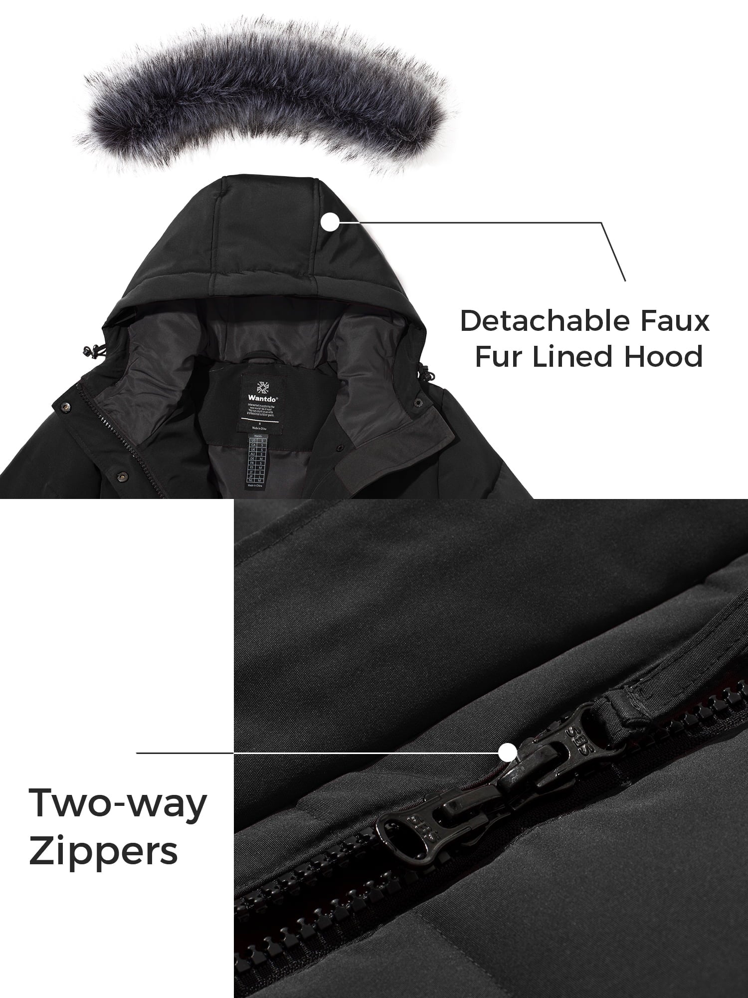 Women'S Winter Jacket Insulated Puffy Coat Warm Long Parka Jacket Black XL