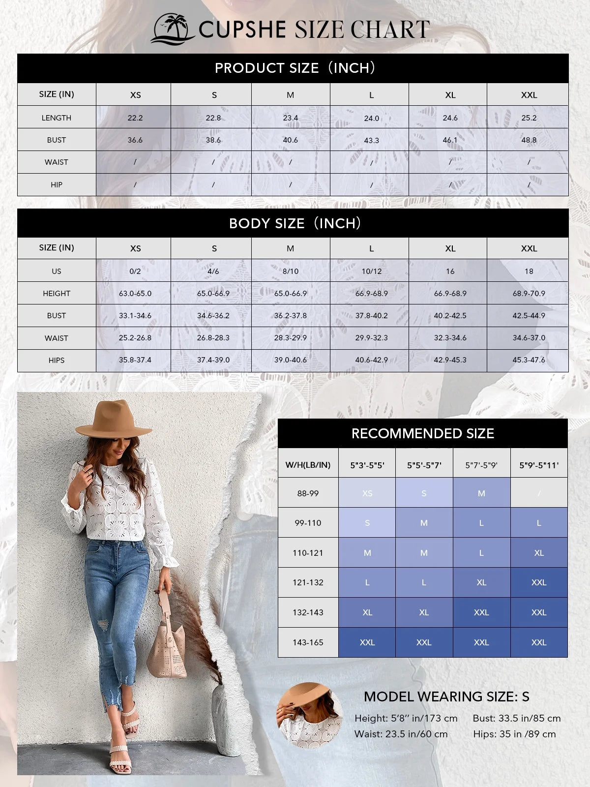 Women'S Eyelet Long Sleeve Tops Shirts Hollow Out Crochet Lace Embroidered Blouses, Sizes XS-XL