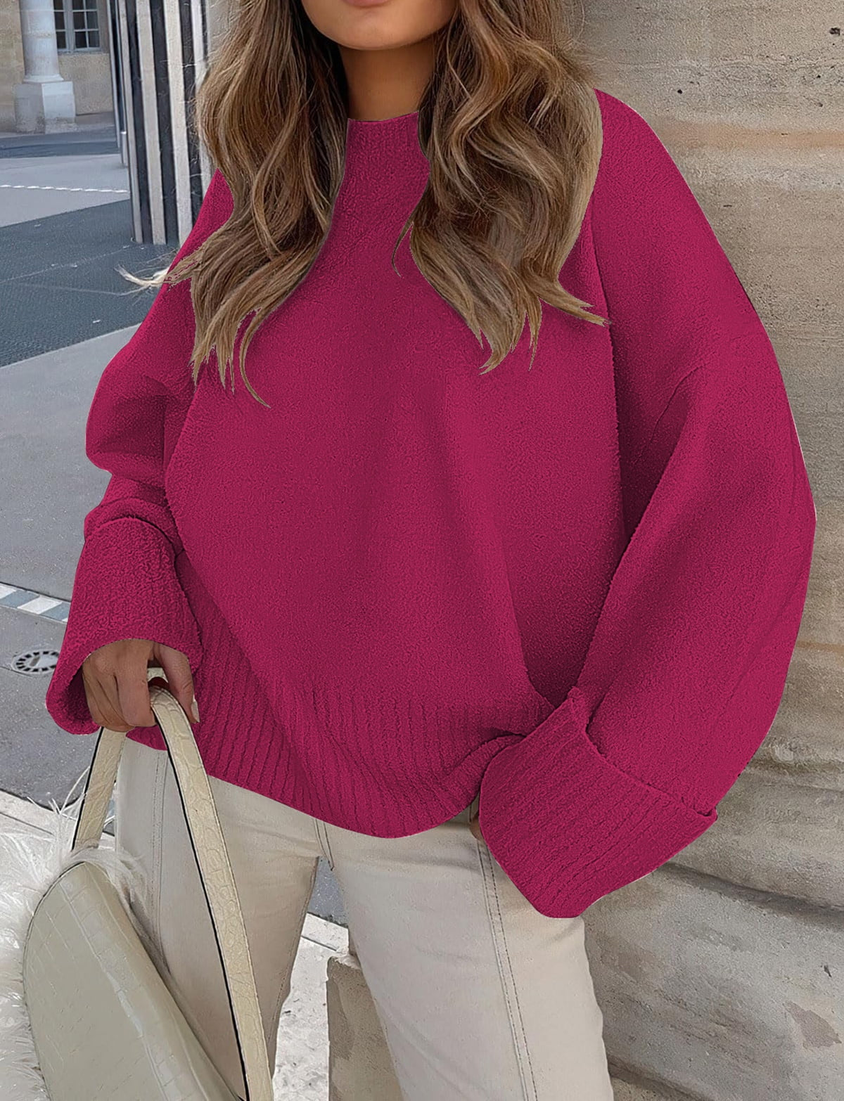 Sweaters for Women Oversized Crewneck Long Sleeve Chunky Knit Pullover Sweaters Tops Trendy Fall Outfits