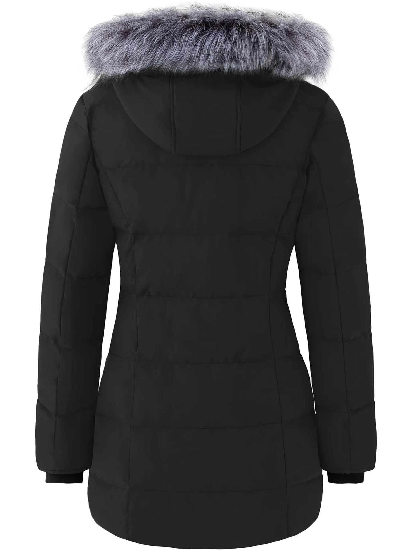 Women'S Winter Jacket Insulated Puffy Coat Warm Long Parka Jacket Black XL