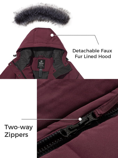Women'S Puffy Jacket Warm Winter Coats Waterproof Parka Coat Wine Red S