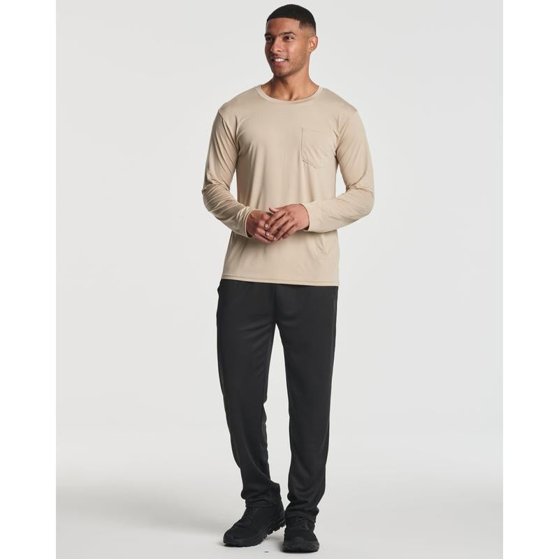 Real Essentials 4 Pack: Men'S Dry-Fit Active Athletic Long Sleeve Pocket Crew T-Shirt Outdoors UPF 50 S-5XLT