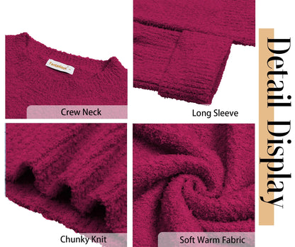 Sweaters for Women Oversized Crewneck Long Sleeve Chunky Knit Pullover Sweaters Tops Trendy Fall Outfits