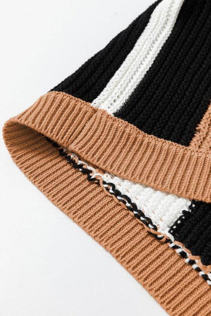 Stripe Color Block Sleeveless Knitted Sweater Vest