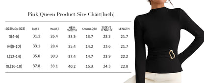 Fall 2025 Women'S Mock Neck Long Sleeve Tops Pleated Wrap Waist with Metal Buttons Stretch Slim Fit Shirts