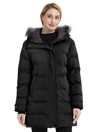 Women'S Winter Jacket Insulated Puffy Coat Warm Long Parka Jacket Black XL