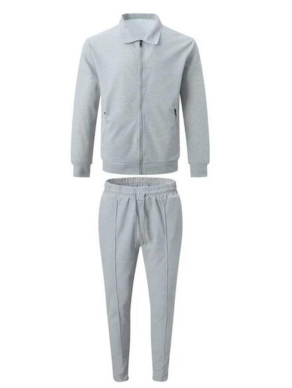 KZZ Sporty Two-Piece Set Men'S Plain Zip up Jacket & Drawstring Waist Pants Tracksuit Set, Men'S Sportswear for Gym Workout Running, Casual Gym Wear, Tracksuit Outfit, Athletic Tracksuit, Casual Activewear, Gym Clothes Set，Fallfreshness