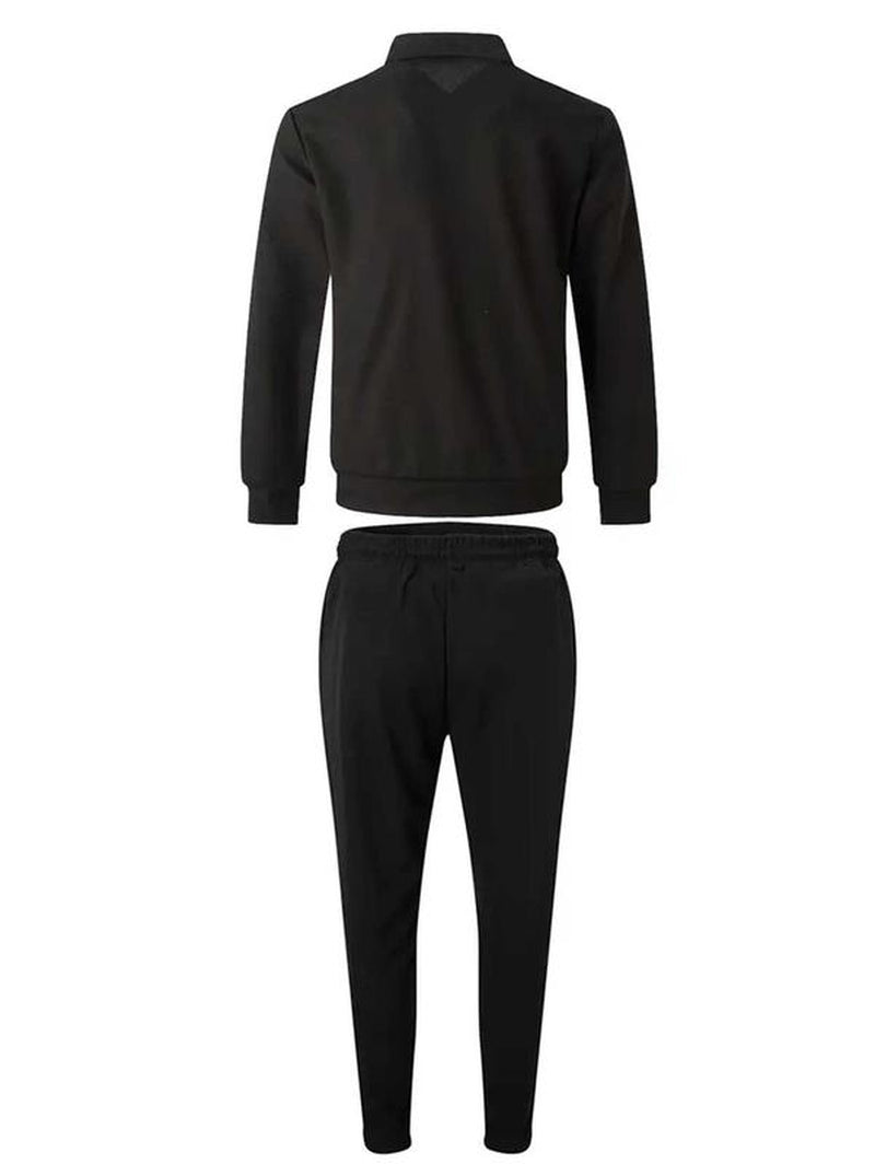 KZZ Sporty Two-Piece Set Men'S Plain Zip up Jacket & Drawstring Waist Pants Tracksuit Set, Men'S Sportswear for Gym Workout Running, Casual Gym Wear, Tracksuit Outfit, Athletic Tracksuit, Casual Activewear, Gym Clothes Set，Fallfreshness