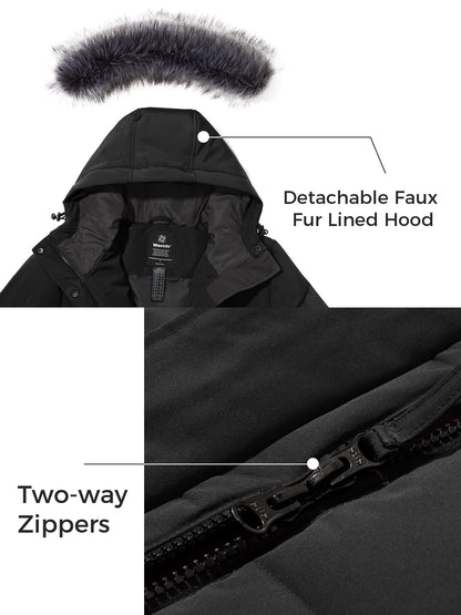 Women'S Winter Jacket Insulated Puffy Coat Warm Long Parka Jacket Black XL
